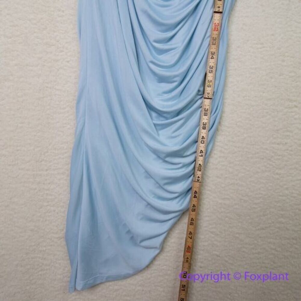 Eloquii Ruched One Shoulder Dress skyride blue ruched asymmetrical midi, size 16 - Picture 10 of 15